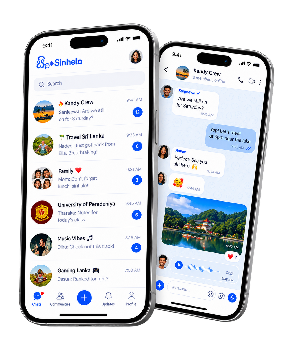 Sinhela chat app on two phones